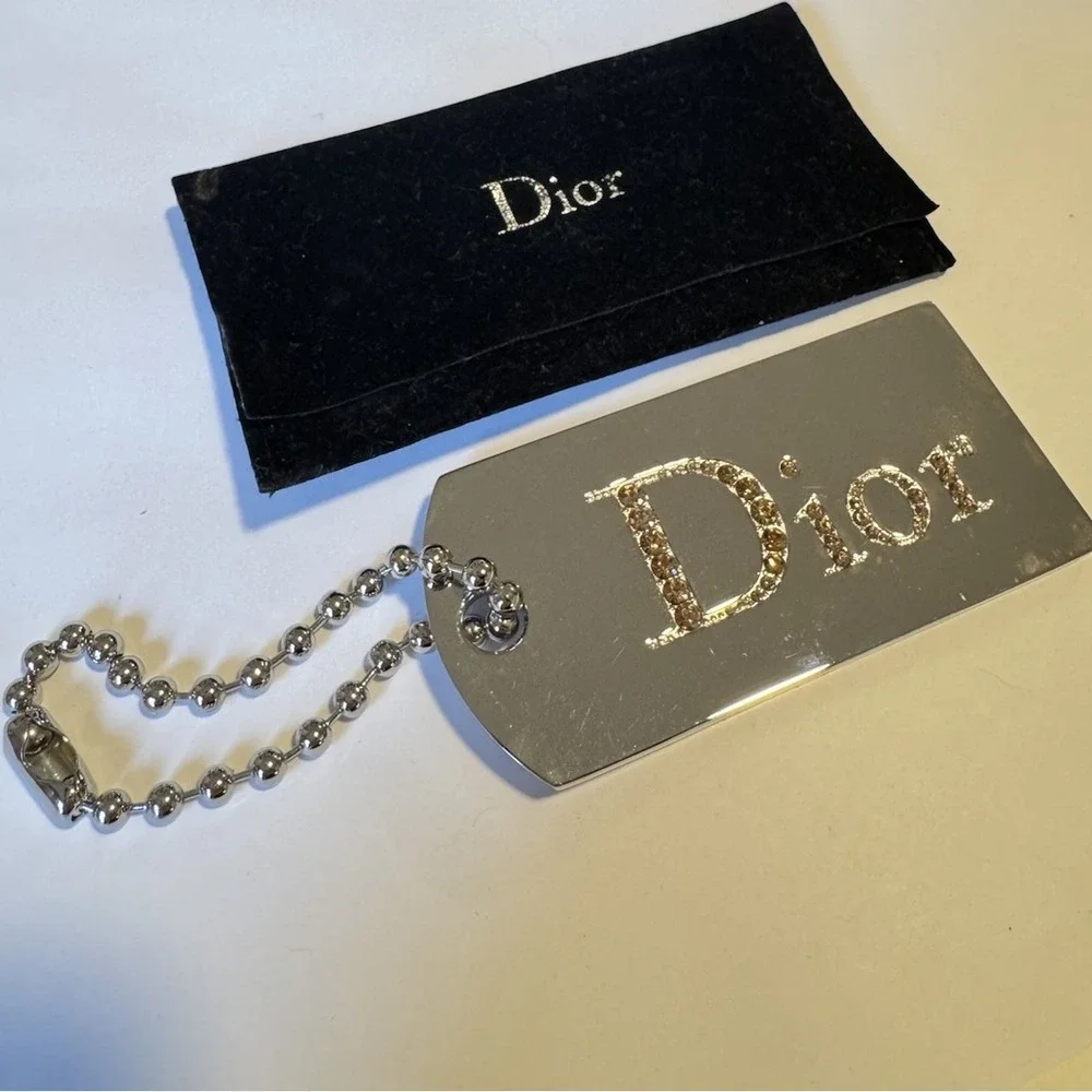 Dior Silver Compact Mirror with Crystals